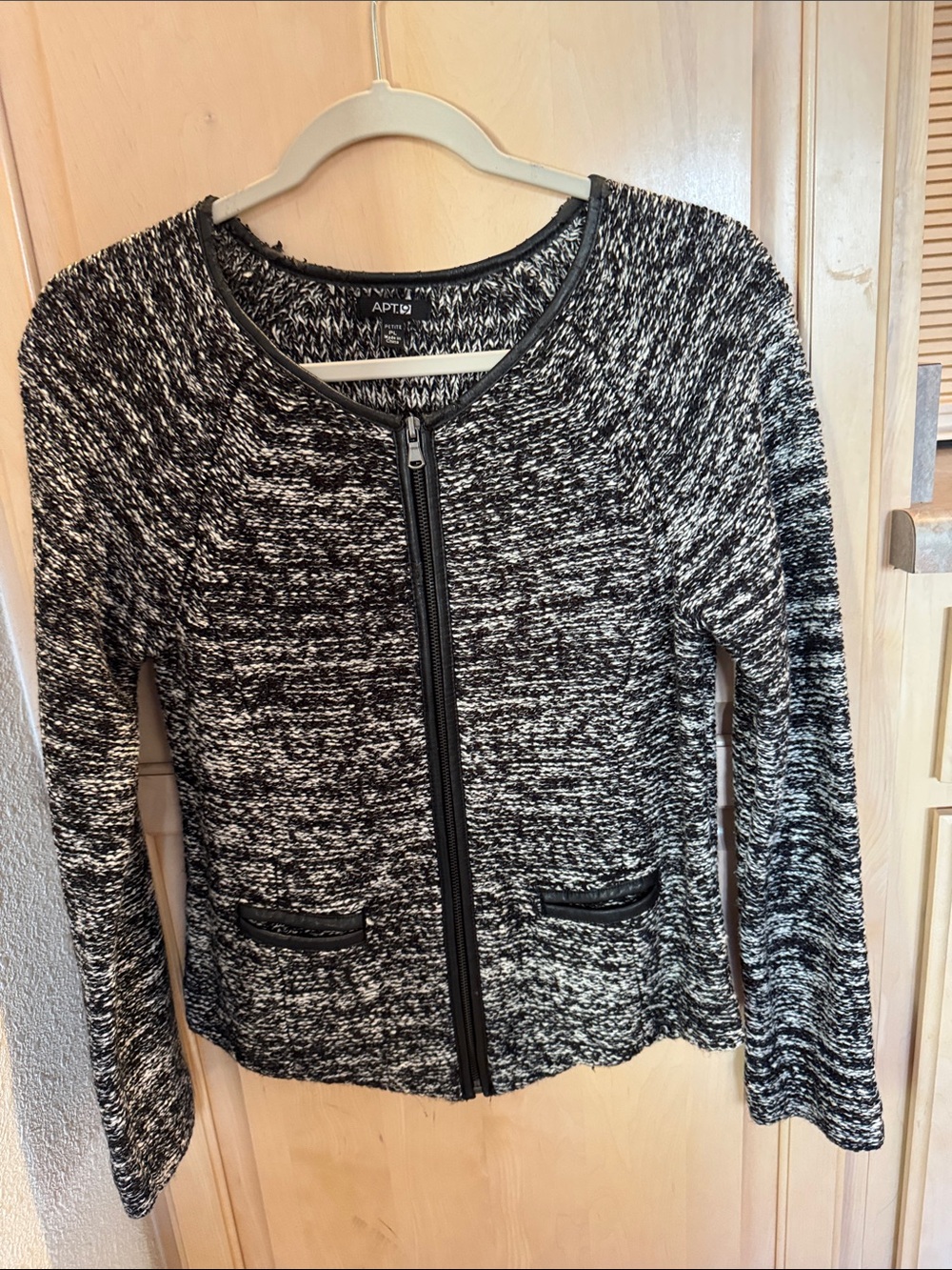 Apt. 9 Black and White Marled Zip-Front Cardigan Jacket